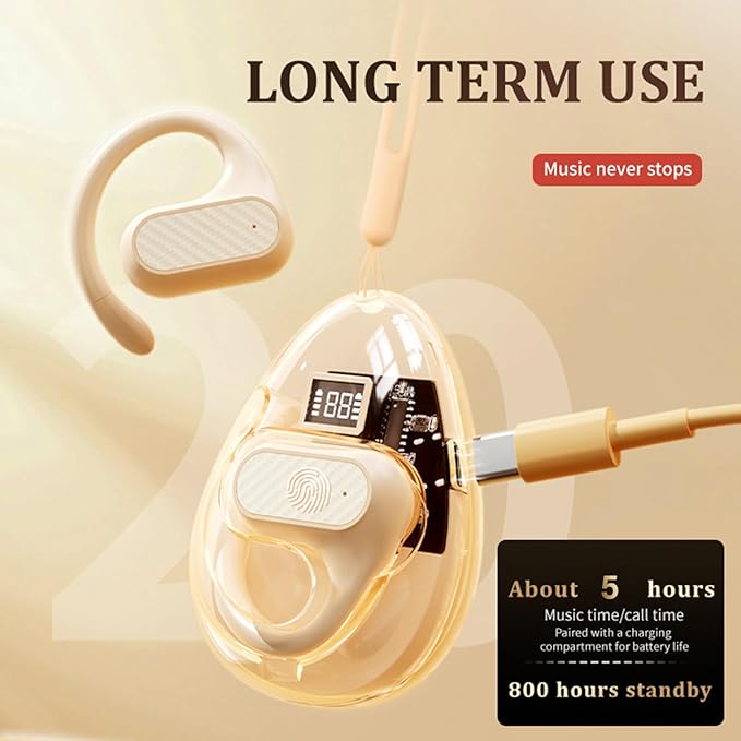 Ows Hanging Earphones 5.4 Bluetooth Outer Ear Open Earbuds Over The Ear Out of Outside Outer Open Ear Headphones Wireless Bluetooth Ear Hanging Headset Headphones Bone Air Conduction Earbuds