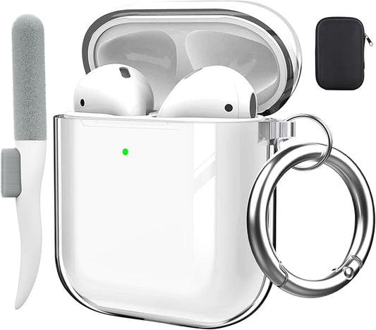 Valkit Compatible AirPod Case Cover, Clear Airpods Case with Keychain Soft TPU Protective Cover Shockproof Case for Girls Women Men Compatible with Apple AirPods Charging Case 2 & 1 - Transparent