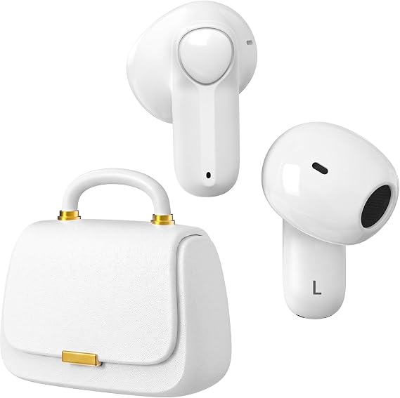 ANCwear Wireless Earbuds with Mini Handbag Case, 22H Playtime, Pearl White