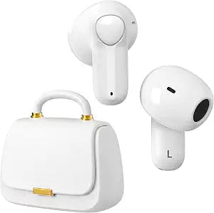 ANCwear Wireless Earbuds with Mini Handbag Case, 22H Playtime, Pearl White