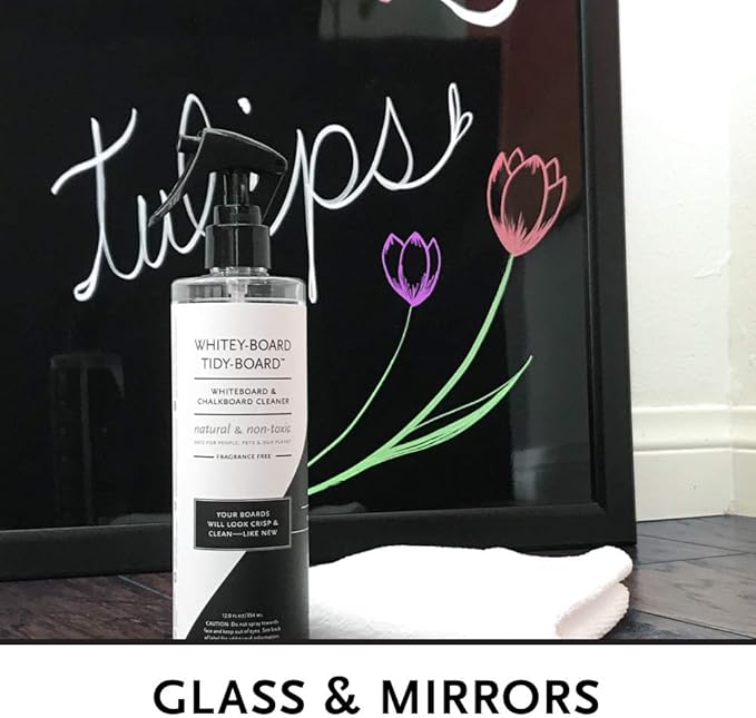 | Whiteboard & Chalkboard Cleaner Spray & Micro-Fiber Cloth Kit, Natural & Non-Toxic, Fragrance Free/Unscented, Includes Micro-Fiber Cleaning Cloth, Restores Boards, 12 Ounce