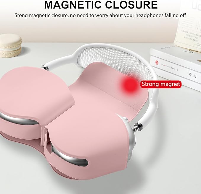 Maxjoy for Apple Airpods Max Smart Case Cover, Soft PU Leather Protective Cover Accessories for Airpod Max with Sleep Mode, Anti-Dust Travel Carrying Case for Airpods Pro Max Headphones, Pink