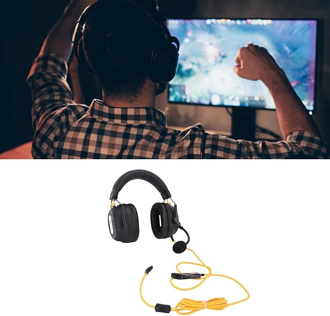 EBTOOLS Wired USB Gaming Headset, 50mm Drivers 7.1 Surround Sound with Custom EQ Software Detachable Noise Canceling Mic (Black)
