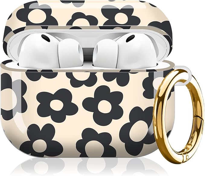 Compatible with AirPod Pro 3 (2025),Cute Case Cover for Women & Men, Full Protection Shockproof Hard Case with Keychain, Wireless Charging Case Accessories(Vntage Groovy Flowers)
