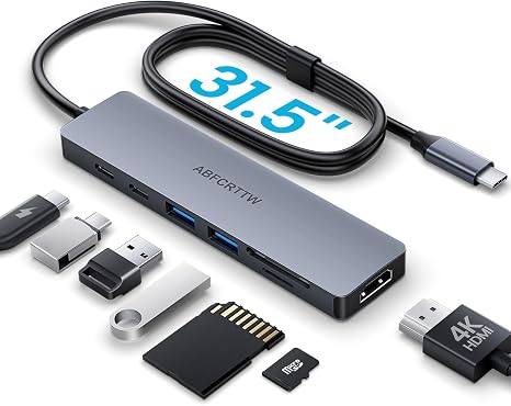 31.5'' USB C Hub Multiport Adapter HDMI 4K for MacBook Neo, iPad