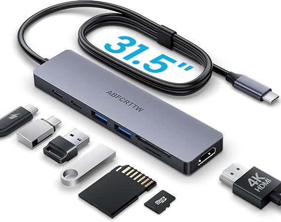 31.5'' USB C Hub Multiport Adapter HDMI 4K for MacBook Neo, iPad