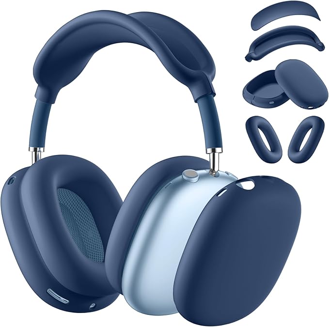 Lerobo Case Cover for AirPods Max Headphones, Anti-Scratch Ear Pad Case Cover/Ear Cups Cover/Headband Cover, Soft Silicone Skin Protector for Apple AirPods Max 2024/2020 Accessories(DarkBlue)