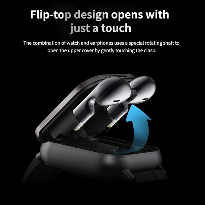 Denash Smart Watch with Earbuds, 2.01" HD Screen Fitness Watch, 2 in 1 Smartwatch with 100+ Sport Modes Fitness Tracker, Sleep/Heart Rate/Blood Pressure Monitor Pedometer for iOS & Androd, Black