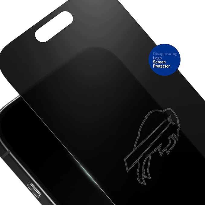 NFL Buffalo Bills Privacy Screen Protector for iPhone 14 Pro with Disappearing Logo - Scratch-Resistant and Easy-to-Install Screen Protectors (Includes Installation Tray)