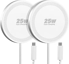 25W Wireless Charger for MagSafe, Magnetic Fast Charging Pad for iPhone 17/16/15/14/13/12 Series & AirPods, Strong Magnet, Portable Wireless Charger for Travel Home Office (Elegant White, 2Pack) - Image 1