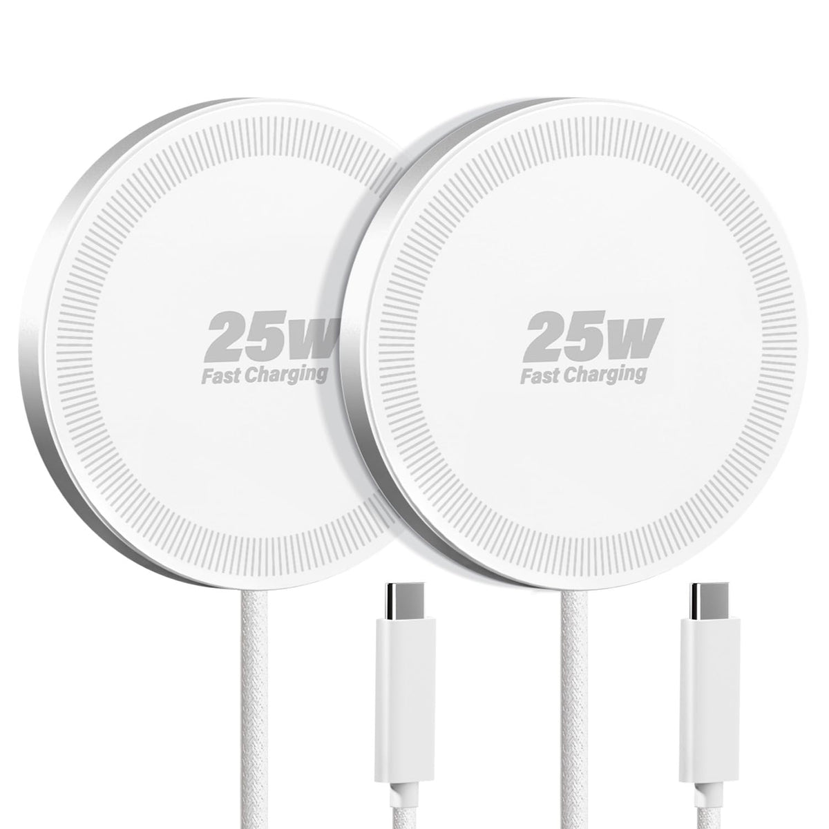 25W Wireless Charger for MagSafe, Magnetic Fast Charging Pad for iPhone 17/16/15/14/13/12 Series & AirPods, Strong Magnet, Portable Wireless Charger for Travel Home Office (Elegant White, 2Pack)