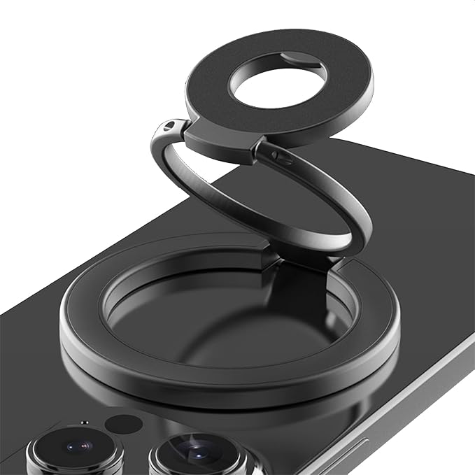 Ysnzaq for MagSafe Phone Grip, Magnetic Ring Holder Adjustable Kickstand, Dual-Sided Magnetic Stand for iPhone 17 Pro Max 16 15 14 13 12 Pro Max, Samsung, Google, 11D Black