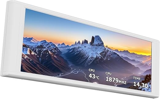 Thermalright Trofeo Vision LCD White Edition Case Sub-Display Features a 6.86-inch Full-Color LCD Screen (1280x480 Resolution) with Magnetic Panel Design. Supports DIY Dynamic/Static Images (White).