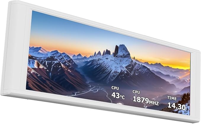 Thermalright TV LCD White 6.86in Display Screen Magnetic Suction,IPS LCD Screen 1280x480 Resolution,for Case Aio Cooler,DIY Video Image