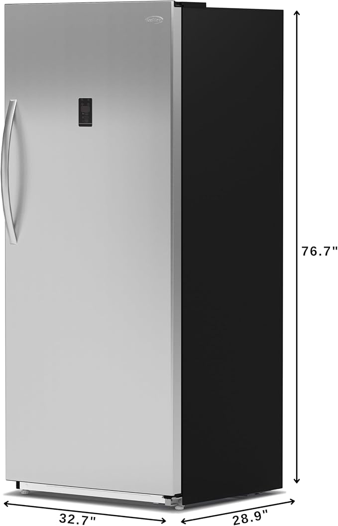 KoolMore CUFR-21C 21 cu. ft. Upright Convertible Freezer/Refrigerator, 2-in-1 Appliance, Storage for Fresh or Frozen Food and Drinks with Clear Shelves and Drawers in Silver, Stainless Steel