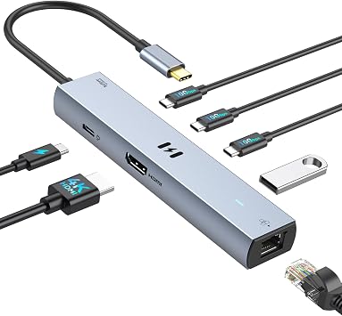 Selore 10Gbps USB C Hub Multiport Adapter, Ethernet Adapter with 4K@60Hz HDMI, Gigabit Ethernet, 3 USB C Ports, 100W PD, USBC Dongle for MacBook Pro Air, iPad, HP, Dell, etc - Image 2