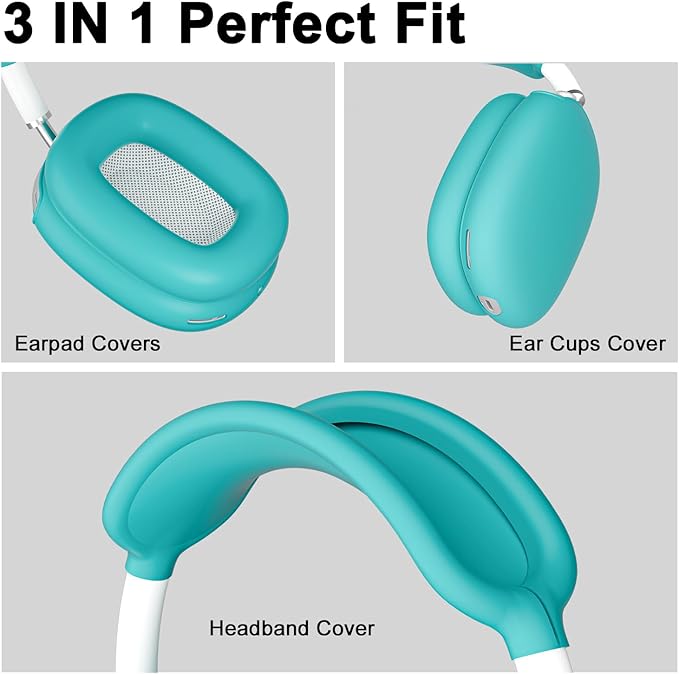 ATUAT for AirPods Max Headphones Case, Protective Silicone Case Cover Skin Accessories Anti-Scratch for Women Men for Apple AirPods Max 2024/2020 (USB-C/Lightning), Teal