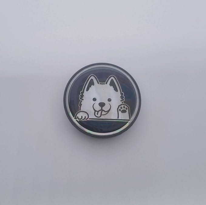 Korean Najeonchilgi Shell-Inlay Phone Grip Stand, Slim Round Phone Holder & Kickstand, Adhesive or Magnetic Back, Metal Ring Included - (Hello Puppy)