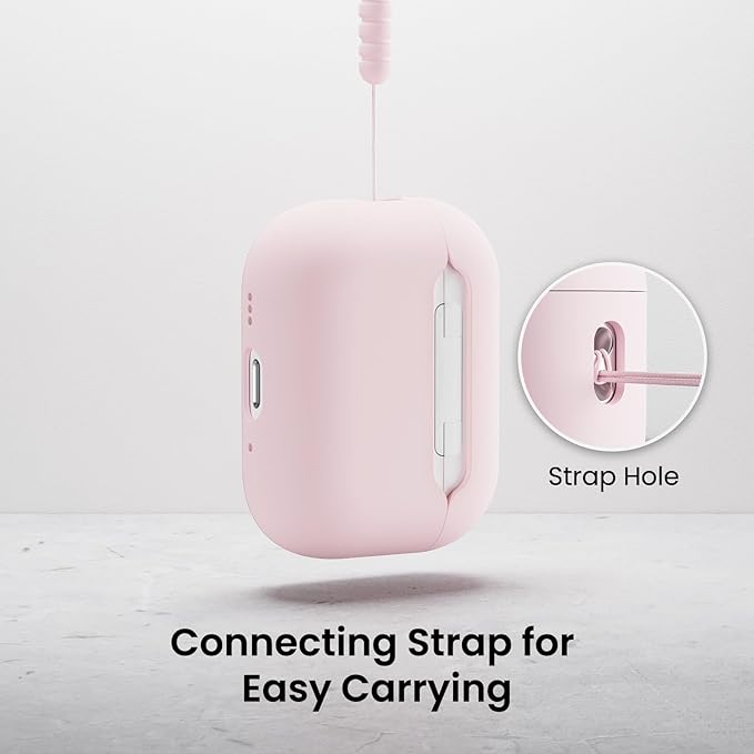 ORNARTO Compatible with AirPods Pro 3 Case 2025, Full Protective Hybrid Silicone for AirPods Pro 3rd Generation Case, Front LED Visible Skin Cover-Chalk Pink