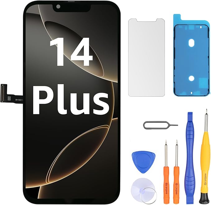 LL TRADER Screen Replacement for iPhone 14 Plus 6.7" LCD Retina FHD Display COF Touch Screen Digitizer with Repair Tool Kits, Waterproof Tape, Screen Protector (Truetone programable) 2025 New