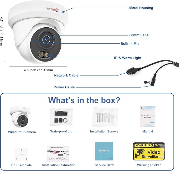 Anpviz 4K 8MP PoE Camera, Turret Security IP Camera Outdoor, AI Human Vehicle Detection, 100FT Smart Dual Light Color Night Vision, Built-in Mic, IP66 Waterproof, Full Metal, NDAA Compliant (U Series)