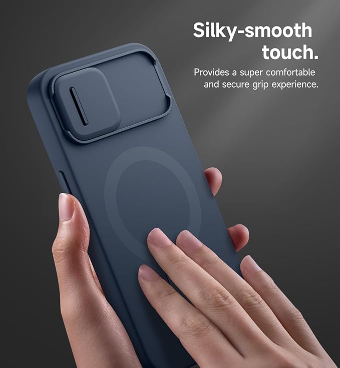 SURITCH for iPhone 17e/16e Case with Magnetic Camera Slide Cover and Adjustable Kickstand, Compatible with MagSafe, Shockproof Bumper Case Slim Protective Cover 6.1 Inch,Blue