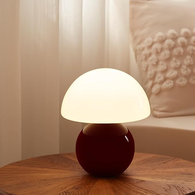 Christmas Decorations Lights Christmas Gifts for Grandkids Women Mushroom Lamp Table Lamp for Bedroom,Desk Bedside Small Lamps for Living Room Night Stands(Christmas Red)