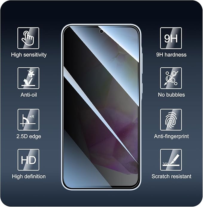 3*Privacy Screen Protector for Samsung Galaxy A55/A35 with a Installation Alignment Aid, Anti-Spy Tempered Glass Film, Dark Private Black Protection, [Shatterproof][ Shockproof][Scratchproof]