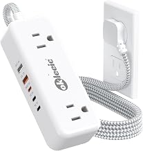 PD30W USB C Travel Power Strip,Cruise Power Strip with 5 USB(3 USB-C) Ports and 4 Outlets, Braided Extension Cord 5Ft, 30W Fast Charging Station Compatible with MacBook Laptops iPad Pro iPhone Samsung - Image 1
