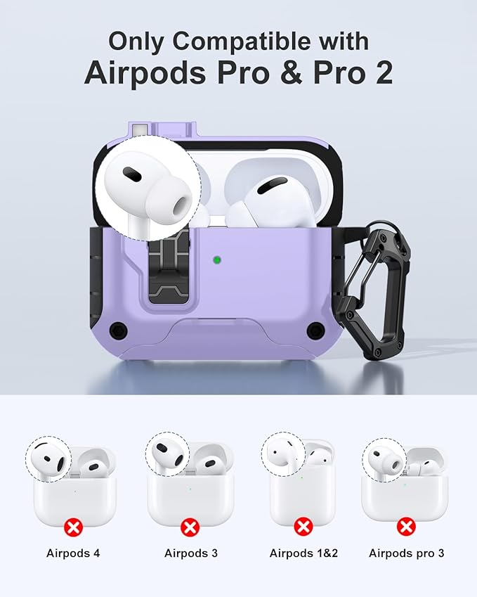 Lerobo for AirPods Pro 2 Case Cover, Compatible with Magsafe, Magnetic Automatic Lock, Phone Stand & Cleaner Kit, Powerful Drop Protection, Compatible with AirPod Pro Case 1st/2nd (2023 2022 2019)