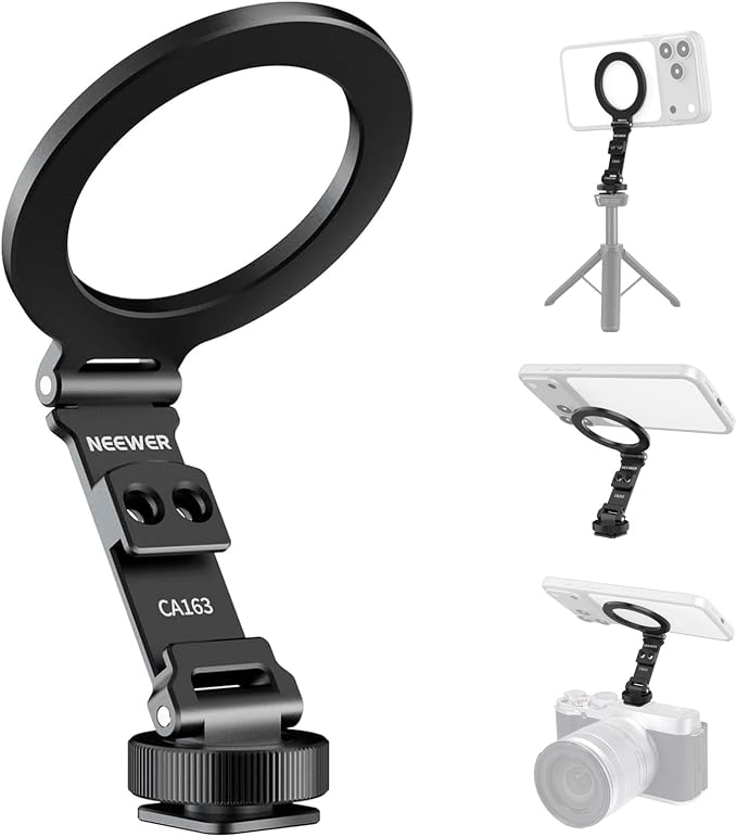 NEEWER Magnetic Phone Tripod Mount Cold Shoe Adapter for Camera, CA163