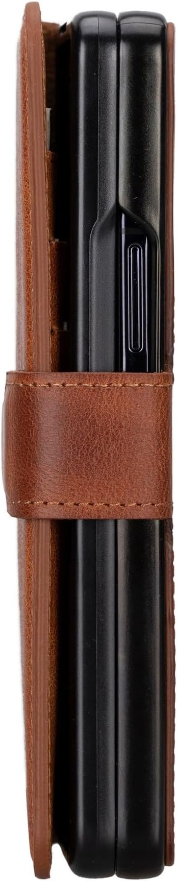 Venito Trieste for Galaxy Z Fold 5 Case Handmade, Ultimate Protection with Full Grain Leather, Premium Phone Wallet Case for Galaxy Z Fold 5, Antique Brown