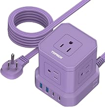 Power Strip with USB, 10 FT Flat Extension Cord with 5 Outlets, 2 USB-C & 2 USB-A, Compact Desk Charging Station for Home Office, Dorm, Hotel, Travel, 700J Surge Protection - Image 1