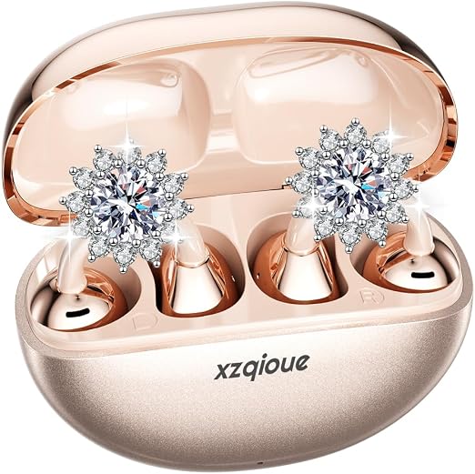 Jewelry-Inspired Clip On Earbuds, Open Ear Clip-On Headphones,Wireless Bluetooth Ear Cuff Headphones for Women,Mini Wireless Earrings Earbuds for Running, Office, Sport & Gift