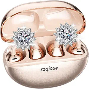 Jewelry-Inspired Clip On Earbuds, Open Ear Clip-On Headphones,Wireless Bluetooth Ear Cuff Headphones for Women,Mini Wireless Earrings Earbuds for Running, Office, Sport & Gift