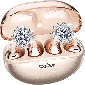 Jewelry-Inspired Clip On Earbuds, Open Ear Clip-On Headphones,Wireless Bluetooth Ear Cuff Headphones for Women,Mini Wireless Earrings Earbuds for Running, Office, Sport & Gift