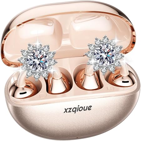Jewelry-Inspired Clip On Earbuds, Open Ear Clip-On Headphones,Wireless Bluetooth Ear Cuff Headphones for Women,Mini Wireless Earrings Earbuds for Running, Office, Sport & Gift