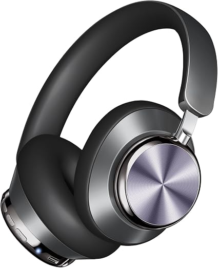 Wentronic Y03 Bluetooth Headphones Wireless Active Noise Cancelling Over Ear Headphones 48 Hours Playtime High Sound Quality 6 EQ Music Mode Headphones with Soft Ear Cushion - Grey