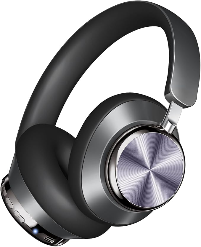 Wentronic Y03 Bluetooth Headphones Wireless Active Noise Cancelling Over Ear Headphones 48 Hours Playtime High Sound Quality 6 EQ Music Mode Headphones with Soft Ear Cushion - Grey