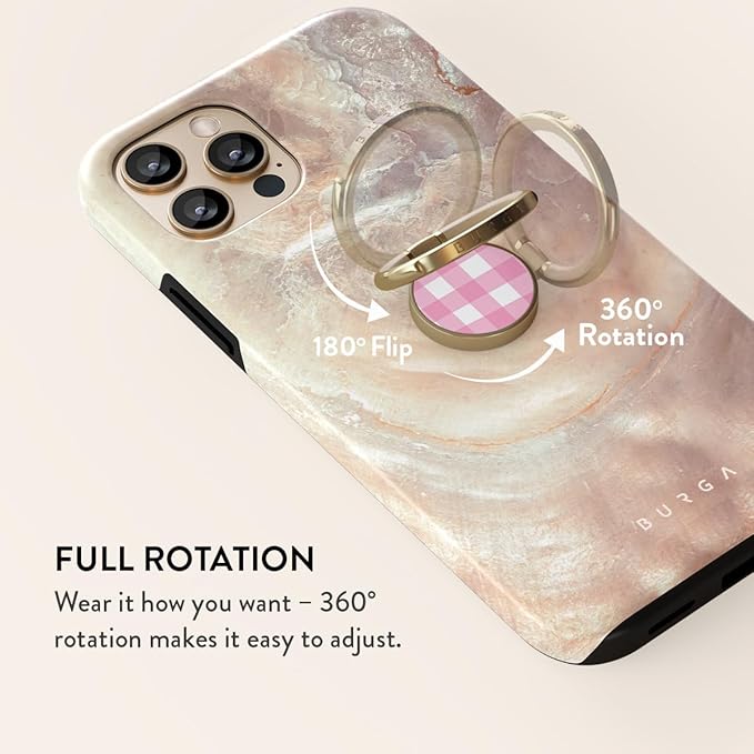 BURGA Cell Phone Ring, Holder Grip and Stand - Finger Phone Grip for Back of Smartphone Case, Kickstand 360 Rotation, Universal Ring for iPhone Samsung Galaxy Huawei Google Pixel, Stylish Accessories
