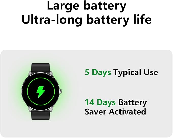 1.43” Men's Smart Watch, AMOLED Display, Work with Android/iPhone, Waterproof IP68, Long Battery Life, Fitness & Health Tracker, Heart Rate Monitor, Step Counter, Track Your Workout, Run and More