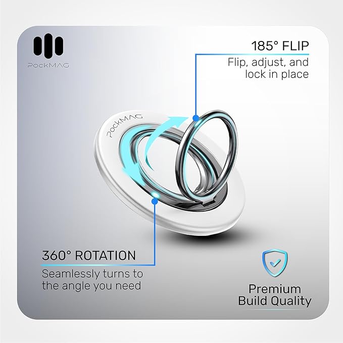 Ultra-Strong Magnetic Phone Ring Holder for MagSafe ??360° Rotation, Dual-Sided Finger Ring Grip & Kickstand ??Compatible with iPhone 16 Pro Max 15 14 13 12 Mag Safe Accessories (White)