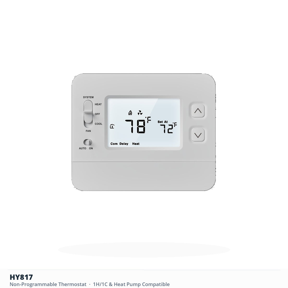 Non-Programmable Thermostat for Home, Battery Powered Wireless, No Wi-Fi No App Required, 1 Heat 1 Cool & Heat Pump, 24V Compatible, ±1°F Precision, Backlit LCD, Easy DIY Install