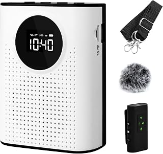 AURTEC Voice Amplifier with Magnetic Wireless Lavalier Microphone, Portable Amplifier with 2.4G Wireless Microphone, Supports Bluetooth, TF Card, USB Flash Drive and AUX Input - Image 1