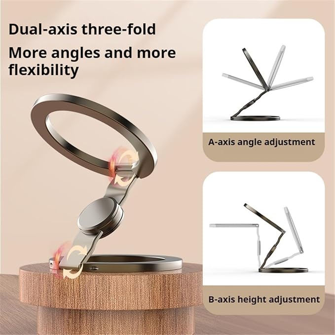 Dual-Sided Magnetic Phone Grip for MagSafe Ring Stand Holder Kickstand Compatible with MagSafe Magnets Accessories for iPhone 17 16 15 14 13 12 Pro Max Air Plus - Black