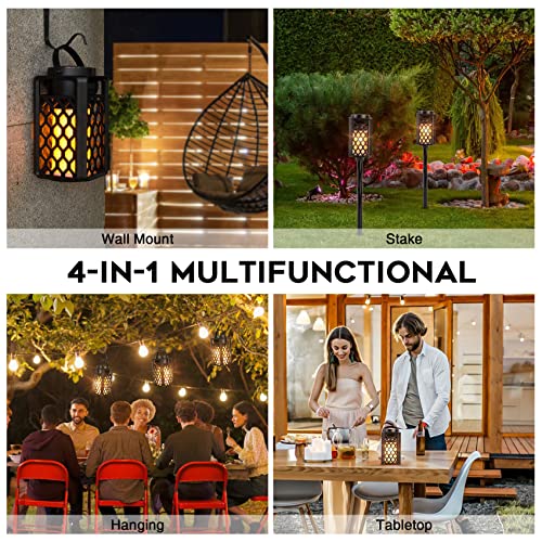 Outdoor Bluetooth Speakers, Led Flame Torch Lantern, Waterproof Wireless Speaker with Wall Mount/Stake/Hook, Camping Patio Accessories, 10W Stereo Sound, BT5.0, Cool Gadgets for Porch Garden Party
