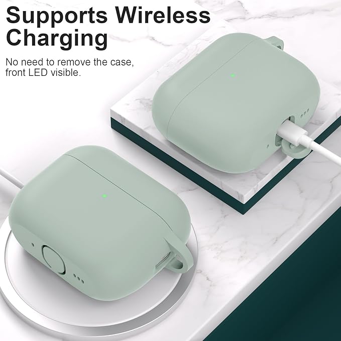 ATUAT for AirPods Pro 3 Case Cover with Cleaner, Protective Soft Silicone Skin with Keychain for Women Men for Apple AirPods Pro 3rd Generation Case(2025), Front LED Visible, Fog