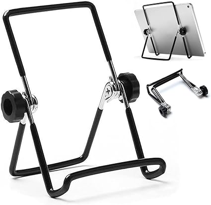 VOVIGGOL Adjustable Tablet Stand Holder, Non-Slip Foldable Holder Cradle Fit for 9-12.9" Tablets, iPad, Samsung and Kindle Fire, Display Stands Picture Frame Stand for Photos (Large Black)