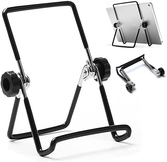 VOVIGGOL Adjustable Tablet Stand Holder, Non-Slip Foldable Holder Cradle Fit for 9-12.9" Tablets, iPad, Samsung and Kindle Fire, Display Stands Picture Frame Stand for Photos (Large Black)