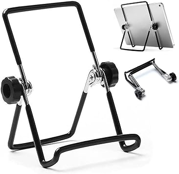 VOVIGGOL Adjustable Tablet Stand Holder, Non-Slip Foldable Holder Cradle Fit for 9-12.9" Tablets, iPad, Samsung and Kindle Fire, Display Stands Picture Frame Stand for Photos (Large Black)